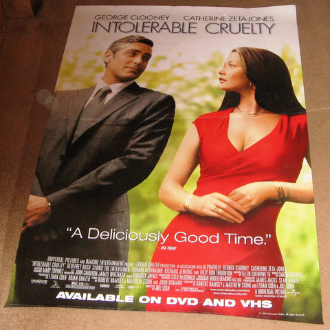 Intolerable Cruelty Movie Poster 27x40 Used George Clooney, Billy Bob Thornton, Cedric the Entertainer, Douglas Fisher, Stacey Travis, Jonathan Hadary, Tamie Sheffield, Blake Clark, Tom Aldredge, Bruce Campbell, Kate Luyben, Catherine Zeta-Jones