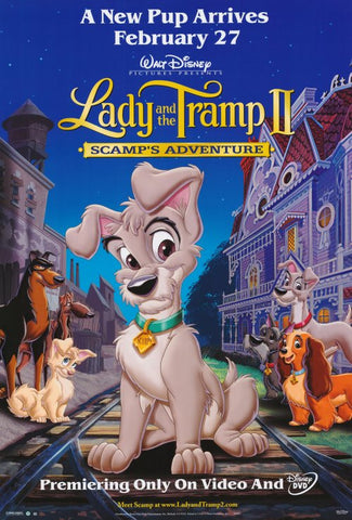Lady and the Tramp 2 Scamps Adventure Movie Poster 27x40 Used Walt Disney