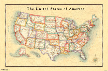 Map - USA 13 Educational Poster 22x34 RP6534 UPC017681065341