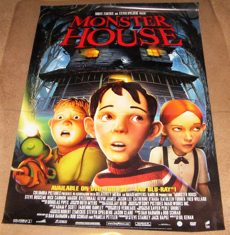 Monster House Movie Poster 27x40 Used Brittany Curran, Steve Buscemi, Woody Schultz, Kevin James, Jason Lee, Maggie Gyllenhaal, Nick Cannon, Mitchel Musso, Catherine O'Hara, Kathleen Turner, Fred Willard, Erik Walker, Jon Heder