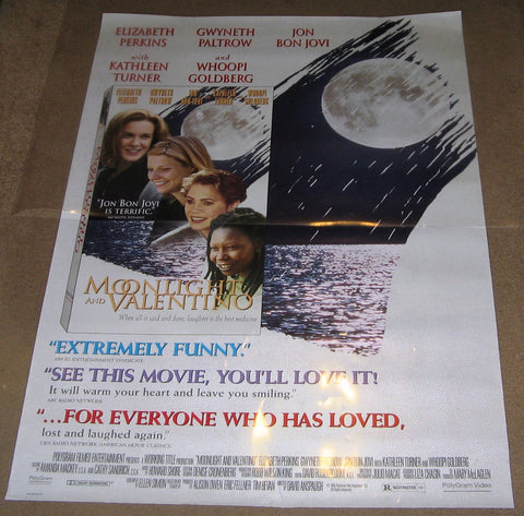 Moonlight and Valentino 1995 Movie Poster 27x40 Used Gwyneth Paltrow, Jon Bon Jovi, Whoopi Goldberg