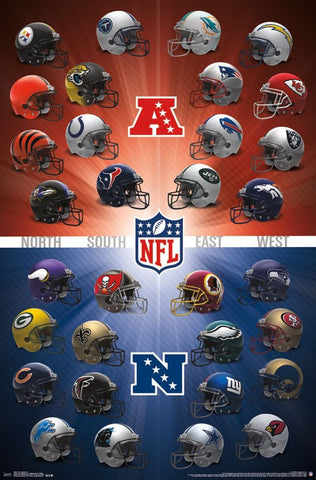 NFL - Helmets 16 Sports Poster 23x34 RP14691 UPC882663046911
