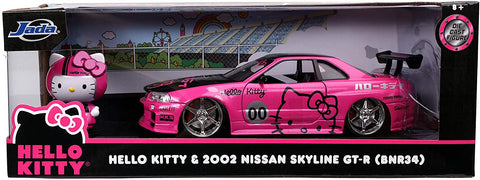New 2021 Jada Hello Kitty 2002 Nissan Skyline GT-R (BNR34) Diecast Car 1/24 Scale