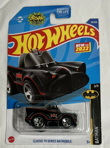 New 2022 Hot Wheels Classic TV Series Batmobile Tooned Batman Damaged Card