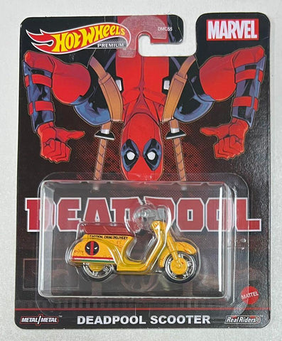 New 2022 Hot Wheels Deadpool Scooter Premium Real Riders Yellow