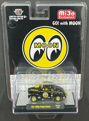 New 2022 M2 Machines 1941 Willys Coupe Gasser Black Mooneyes Mijo Exclusives Limited Edition of 400 pieces Worldwide 1/64 Die-cast Models Chase