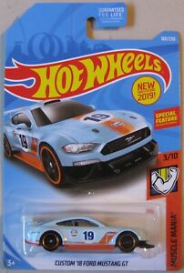 New 2019 Hot Wheels Custom '18 Ford Mustang GT Muscle Mania Gulf Car