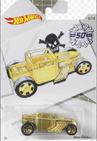 New 2019 Hot Wheels Larry Wood Collection Gold Bone Shaker