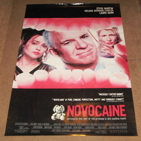 Novocaine Movie Poster 27x40 Used Lucina Paquet, James Chisem, Kevin Bacon, JoBe Cerny, Eric Lane, Rich Komenich, Eddie Bo Smith Jr, Preston Maybank, Steve Martin, Laura Dern, Tom Milanovich