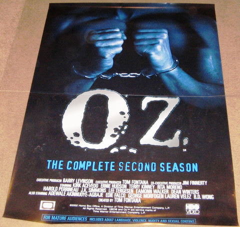 Oz the Complete Second Season DVD Poster 27x40 Used Robert Clohessy, David Zayas, Lauren Velez, George Morfogen, Christopher Meloni, Scott William Winters, Dean Winters, Zeljko Ivanek, Kirk Acevedo, Adewale Akinnuoye-Agbaje