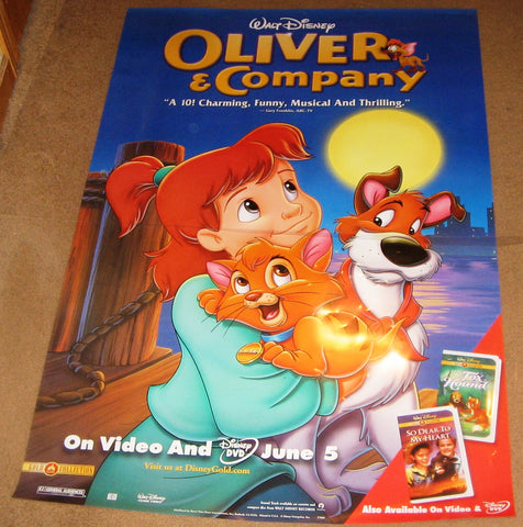 Oliver and Company 1988 Movie Poster 27x40 Disney Used Billy Joel, Cheech Marin