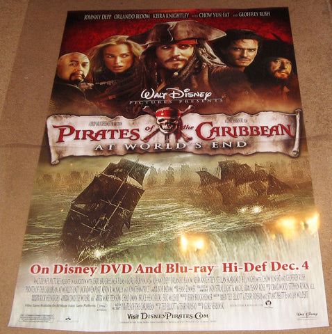 Pirates Of The Caribbean At Worlds End 2007 Movie Poster 27x40 Used Disney Johnny Depp, Orlando Bloom, Yun-Fat Chow,