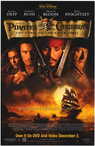 Pirates of the Caribbean Curse of the Black Pearl Movie Poster 27X40 Used Disney Johnny Depp, Jonathan Pryce, Dylan Smith, Georges Trillat, Robbie Gee, Brye Cooper, Guy Siner, Greg Ellis, Keira Knightley, David Schofield, John Boswall, Geoffrey Rush