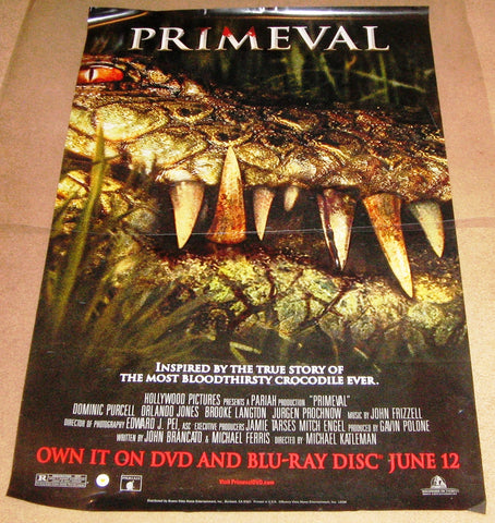 Primeval Movie Poster 27x40 Used Orlando Jones, Brooke Langton, Patrick Lyster, Ernest Ndhlovu, Andrew Whaley, Jürgen Prochnow, Dominic Purcell, Kevin Otto, Gideon Emery, Kent Shocknek