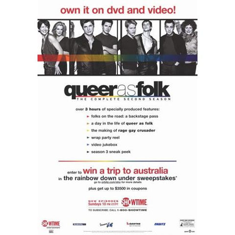 Queer as Folk the Complete Second Season Movie Poster 27x40  Used Michelle Clunie, Peter Paige, Scott Lowell, Sharon Gless, Thea Gill, Robert Gant, Hal Sparks