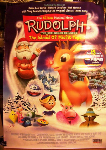 Rudolph The Red-Nosed Reindeer & The Island Of Misfit Toys Movie Posters 27x40 (2001) Used Peter Kelamis, Richard Dreyfuss, Terry Klassen, Elizabeth Carol Savenkoff, Jamie Lee Curtis, Scott McNeil, Alec Willows, Gary Chalk, Rick Moranis, Don Brown