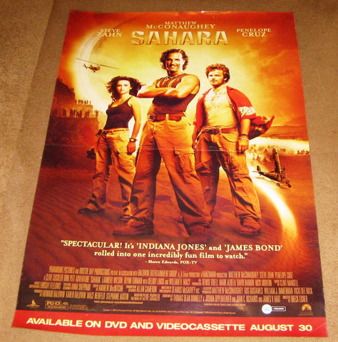 Sahara Movie Poster 27x40 Used Lennie James, Rakie Ayola, Steve Zahn, Glynn Turman, Eddie Osei, Lambert Wilson, Delroy Lindo, William H Macy, Matthew McConaughey, Rainn Wilson, Francis Magee, Clint Dyer, Jude Akuwidike, Penelope Cruz