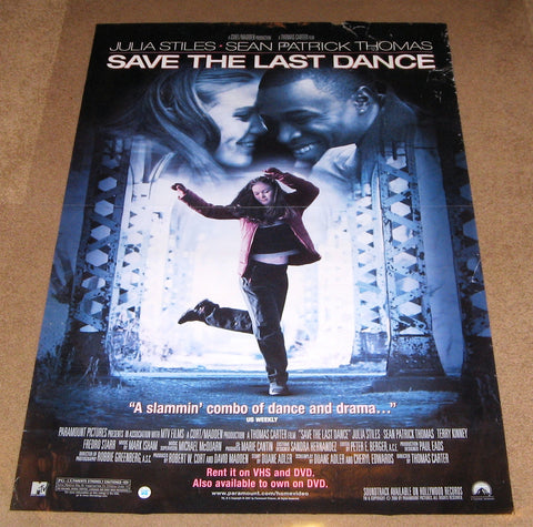 Save The Last Dance Movie Poster 27x40 Used Sean Patrick Thomas, Terry Kinney, Kerry Washington, Artel Great, Bianca Lawson, Kevin Reid, Erica Hubbard, Brenda Pickleman, Garland Whitt, Fredro Starr, Jennifer Echols, Andrew Rothenberg, Julia Stiles