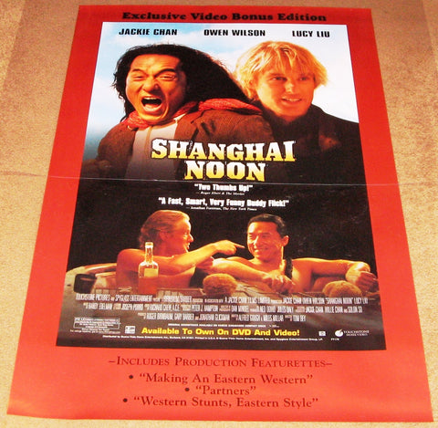 Shanghai Noon Movie Poster 27x40 Used Owen Wilson, Valerie Planche, Rad Daly, Stephen Strachan, Larry Lam, Tom Heaton, Adrien Dorval, Kate Luyben, Roger Yuan, Rick Ash, Jackie Chan, Rafael Báez, Terry King