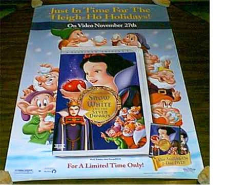 Snow White and the Seven Dwarfs DVD Poster 27x40 Used Disney Billy Gilbert, Eddie Collins, Moroni Olsen, James MacDonald, Otis Harlan, Adriana Caselotti, Pinto Colvig, Lucille La Verne, Roy Atwell, Hall Johnson Choir, Scotty Mattraw