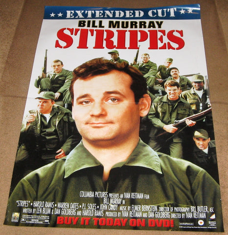 Stripes Extended Cut Movie Poster 27x40 Used Judge Reinhold, John Candy, Conrad Dunn, Michael King, Susan Mechsner, Donald Gibb, Lois Hamilton, PJ Soles, Bill Murray, Dave Thomas, John Voldstad, Bill Paxton, Joe Flaherty, Dennis Quaid