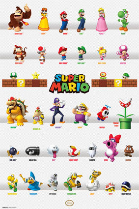 Super Mario - Character Grid Game Poster 22x34 RP10058 UPC882663000586