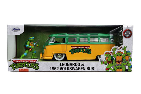 New 2021 Jada Toys Teenage Mutant Ninja Turtles Party Wagon Van TMNT Leonardo 1962 Volkswagen Bus