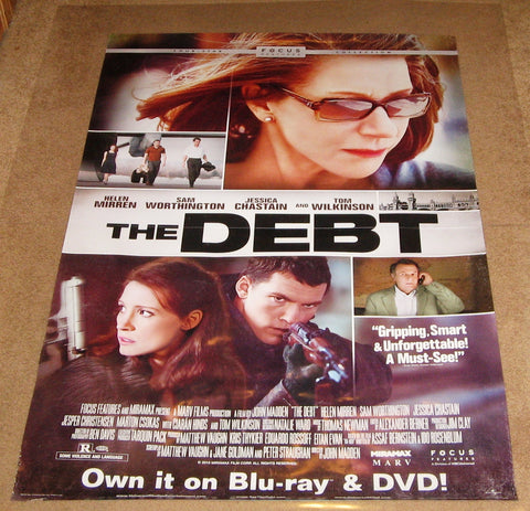 The Debt Movie Poster 27x40 Used Tom Wilkinson, Jesper Christensen, Helen Mirren, Nitzan Sharron, Sam Worthington, Marton Csokas, Ciarán Hinds