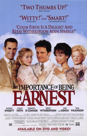 The Importance of Being Earnest 2002 Movie Poster 27X40 Used Reese Witherspoon, Cyril Shaps, Sacha Bennett, Ray Donn, Frances O'Connor, Tom Wilkinson, Colin Firth, Neil Findlater, Marsha Fitzalan, Rupert Everett, Judi Dench, Anna Massey