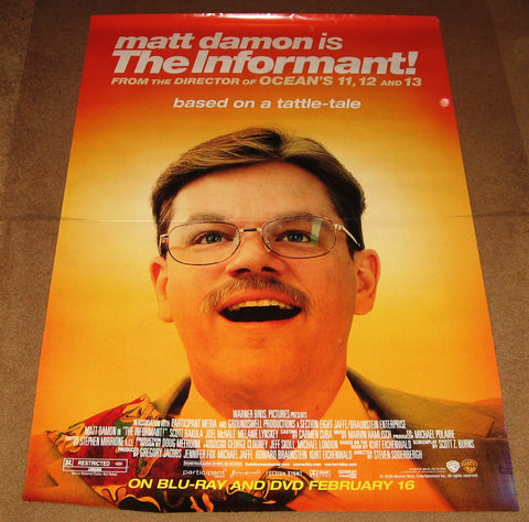 The Informant! Movie Poster 27x40 Used Matt Damon, Joe Hammerstone, Bill Ibrahim, Ludger Pistor, Paul F Tompkins, Dan Latham, Rick Overton, Daniel Hagen, Don Kress, Erik A Williams, Bob Zany, Wayne Pere