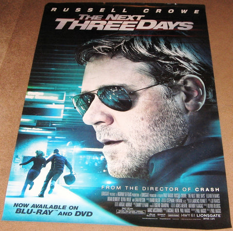 The Next Three Days Movie Poster 27x40  Used 3 Brian Dennehy, Patrick Jordan, Jeff Hochendoner, Patrick Brennan, Aaron Bernard, Patrick McDade, Allan Steele, William Kania, Denise Dal Vera, Jonathan Tucker, Olivia Wilde, Helen Carey, Russell Crowe