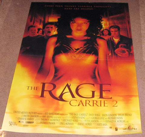 The Rage Carrie 2 Movie Poster 27x40	 Used Stephen King, Rachel Blanchard, David Lenthall, Christopher Daniels, Mena Suvari, Harry Gold, Kate Skinner, Sissy Spacek, John Doe, Steven Ford, Justin Urich, Colin Fickes, William Katt