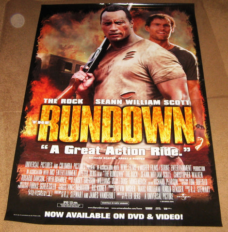 The Rundown Movie Poster 27x40 Used Arnold Schwarzenegger, Dwayne Johnson, Ernie Reyes Jr, Rosario Dawson, Sven-Ole Thorsen, Brandon Molale, Ewen Bremner, Garrett Warren, William Lucking, Jamal Duff, Dave Schuetz