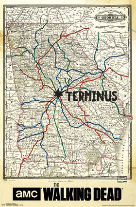 The Walking Dead - Terminus Map TV Show Poster 22x34 RP13739 UPC882663037391