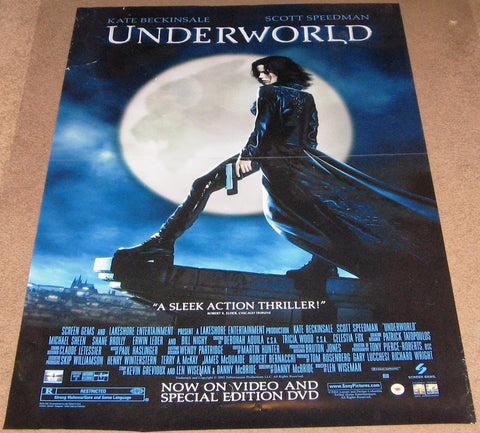 Underworld Movie Poster 27x40 Used Kevin Grevioux, Rana Morrison, Shane Brolly, Kate Beckinsale, Scott Speedman, Wentworth Miller, Sophia Myles, Kurt Carley, Danny McBride, Mike Mukatis, Brian Steele, Erwin Leder, Todd Schneider, Andreas Patton