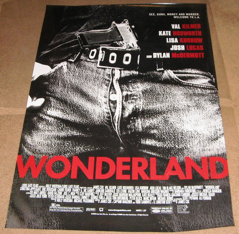 Wonderland Movie Poster 27x40 Used Val Kilmer, Carrie Fisher, Kate Bosworth, Louis E Rosas, Frank Gallegos, John Holmes, Dylan McDermott, Lisa Kudrow, Christina Applegate, Russell Sams, Alexis Dziena, Janeane Garofalo, Tim Blake Nelson, Paris Hilton